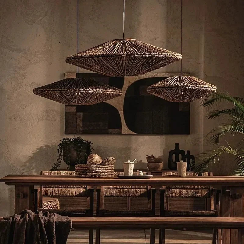 Natural Woven Disc Pendant Light