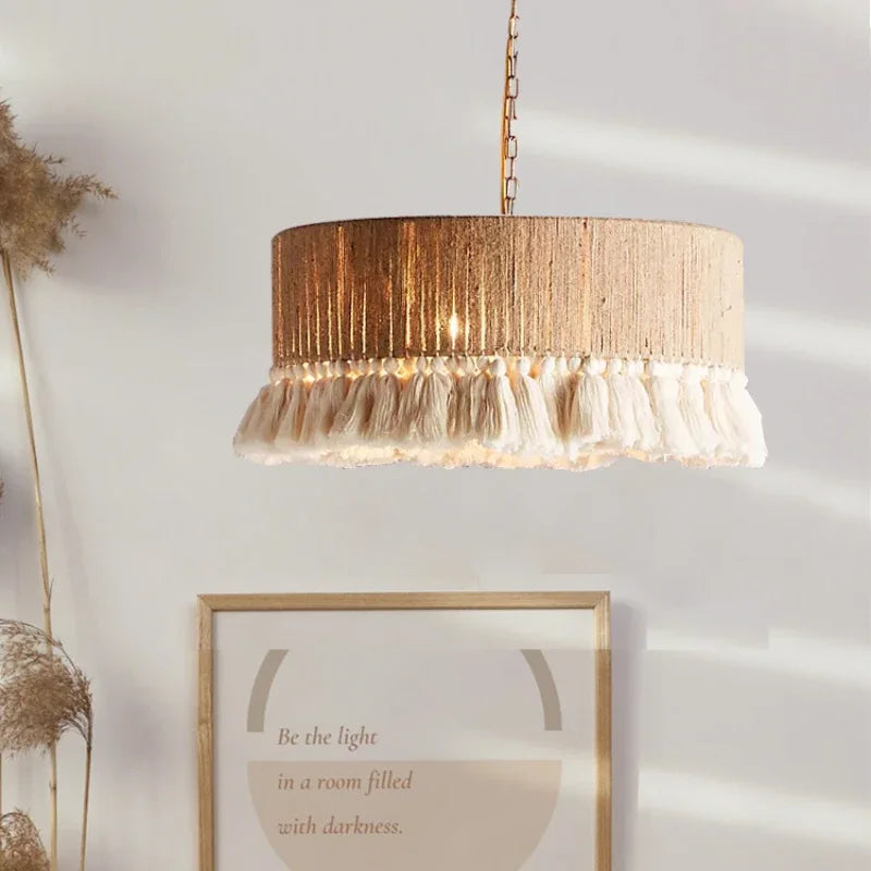 Boho Hemp Tassel Pendant Lights