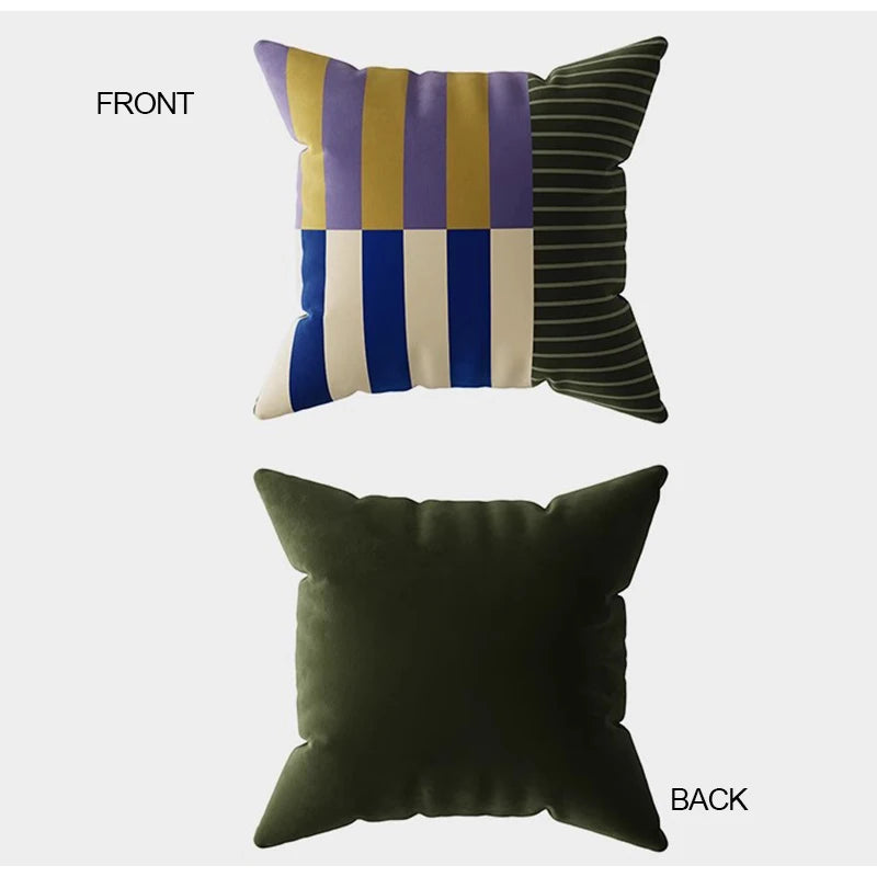 Luxe Velvet Colour-Block Cushion Cover