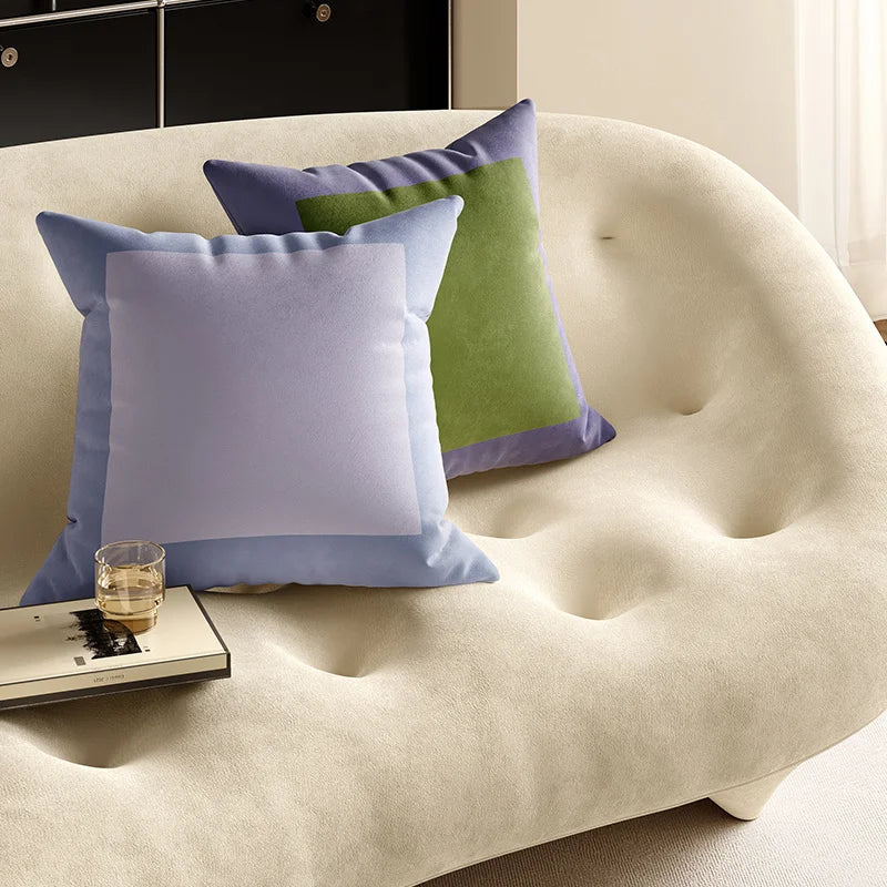 Colour Block Velvet Cushion Cover