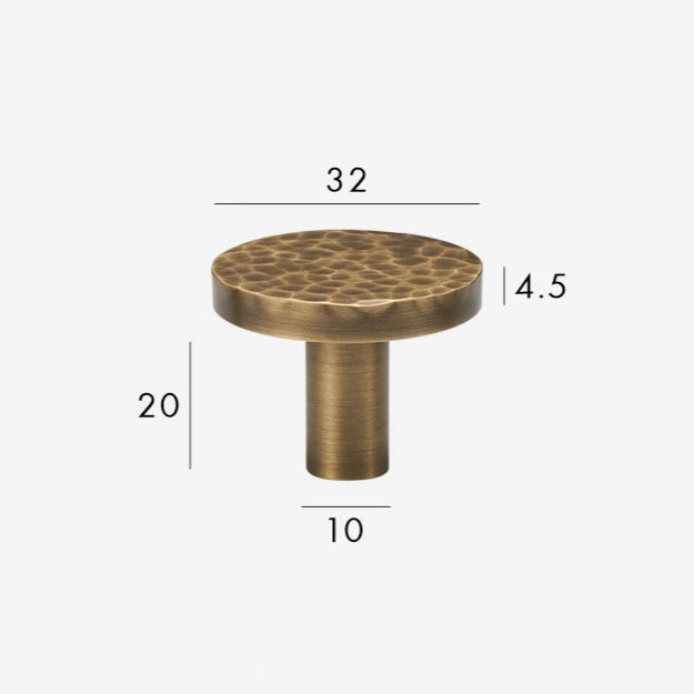 Hammered Brass Flat Knob