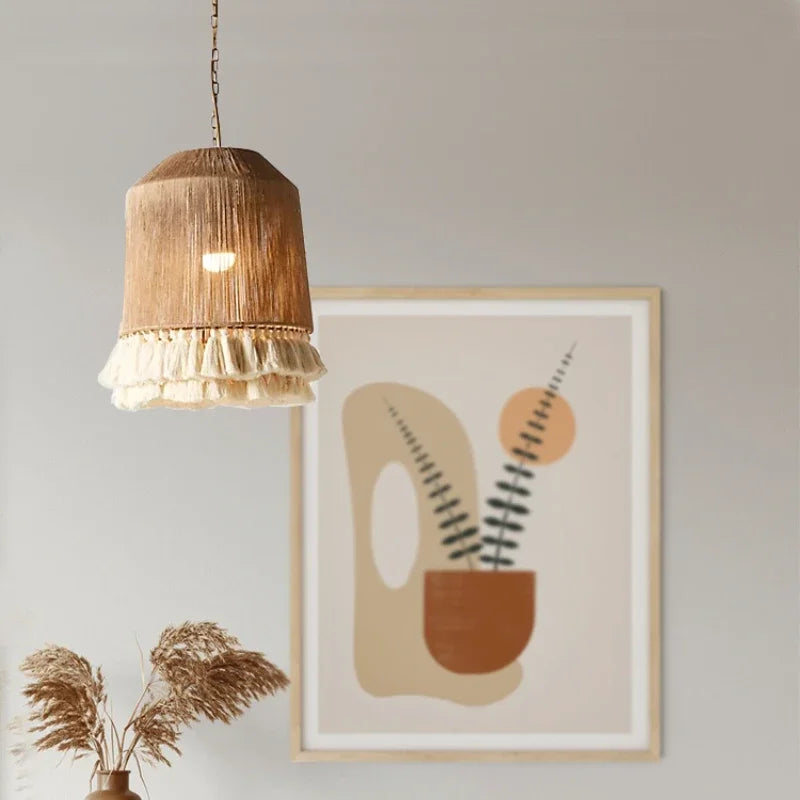 Boho Hemp Tassel Pendant Lights