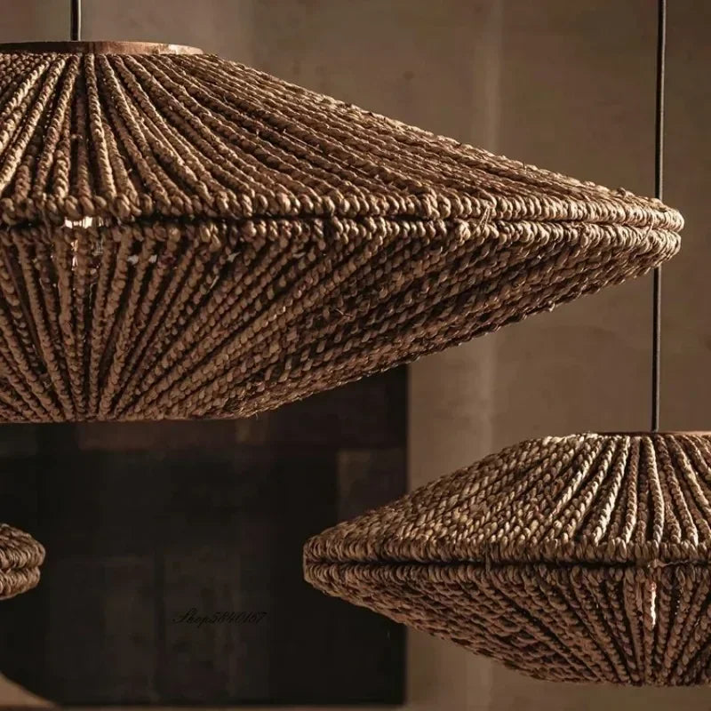 Natural Woven Disc Pendant Light