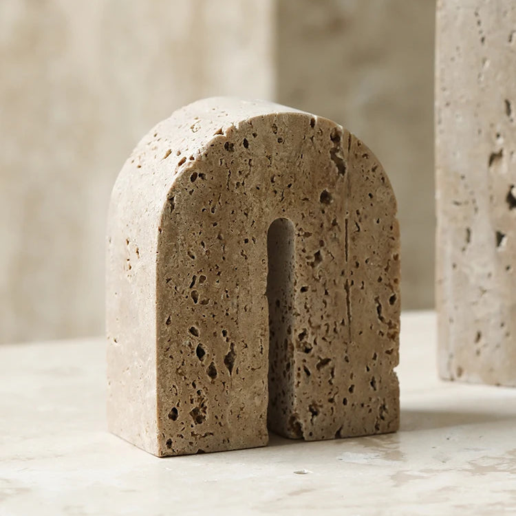 Travertine Arch Book Ends