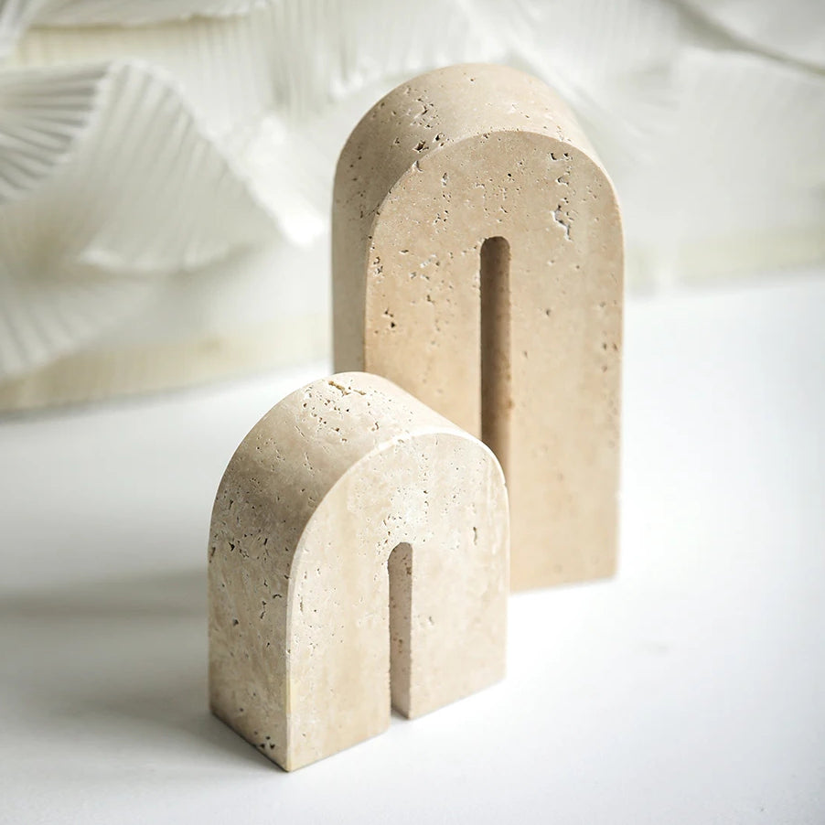 Travertine Arch Book Ends