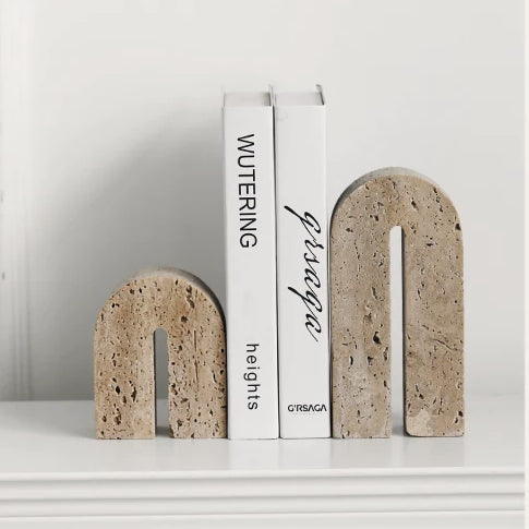 Travertine Arch Book Ends