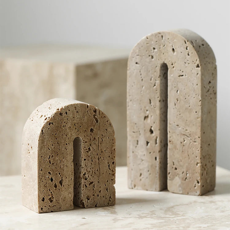 Travertine Arch Book Ends