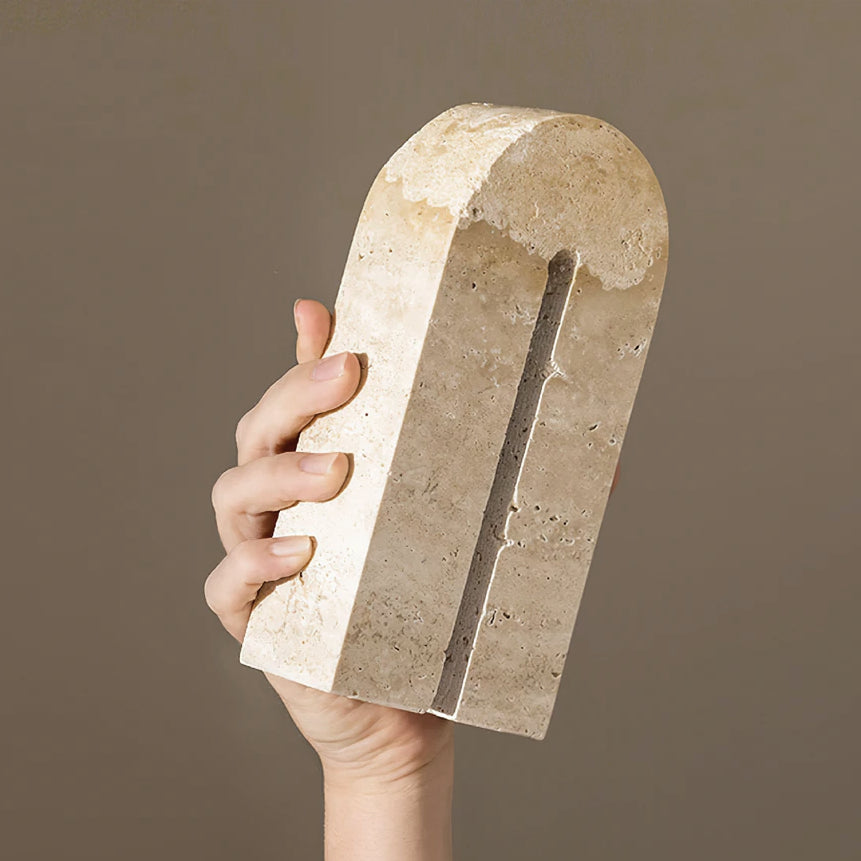 Travertine Arch Book Ends