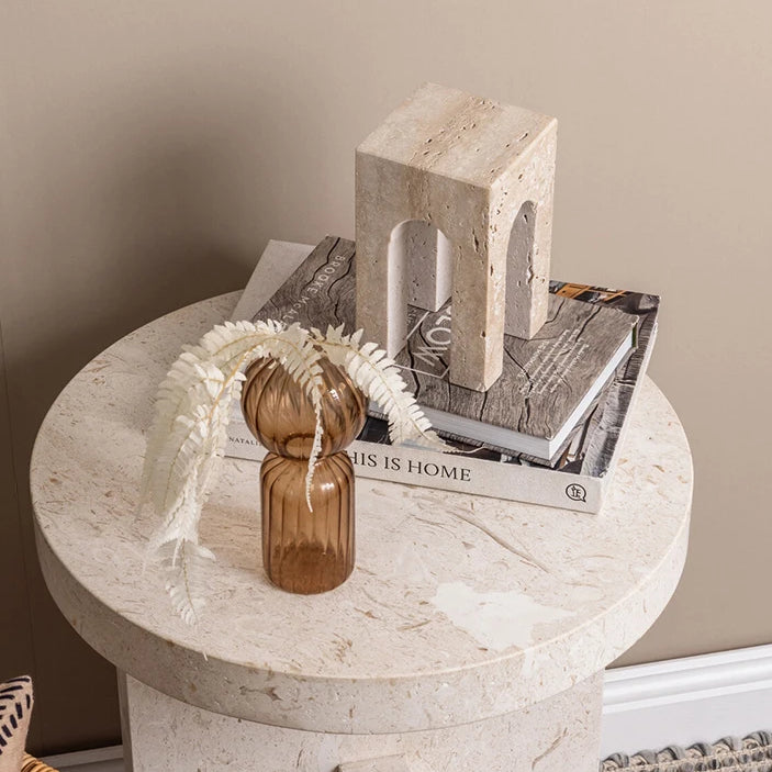 Travertine Sculptural Book Ends