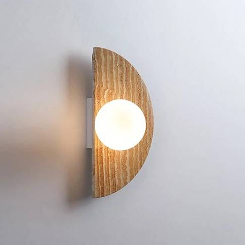 Travertine Half Moon Wall Light