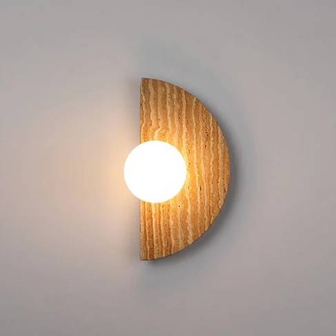 Travertine Half Moon Wall Light