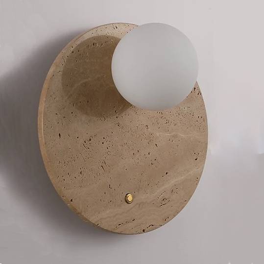 Travertine Round Wall Sconce Light