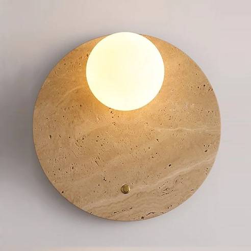 Travertine Round Wall Sconce Light