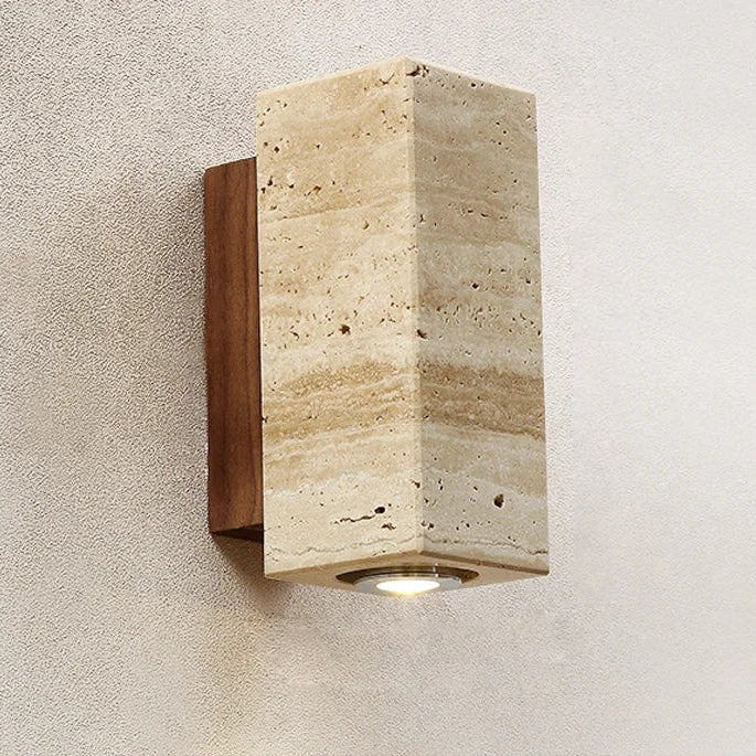 Travertine & Wood Wall Light