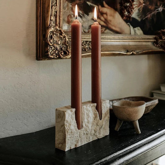 Travertine Candlestick Holder