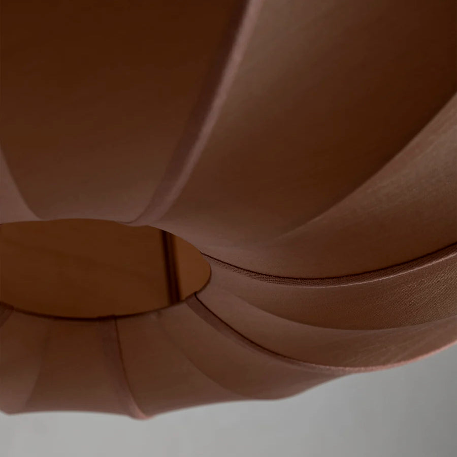 Disc Fabric Pendant Light - Brown